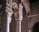 Saadien Tombs Archway * Beautifully carved arches supported by Carrera marble pillars inside the main tombs of Saadien.  The tombs of Ahmed al-Mansour, his son and grandson are buried in this structure. * 576 x 479 * (135KB)